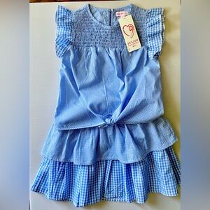 Girls 6X Design History Girls Blue/White Checked Skirt/Top NWT